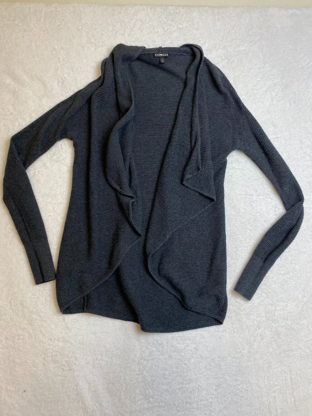 Express Dark Gray Open Front Cardigan Knit Cotton Size Small